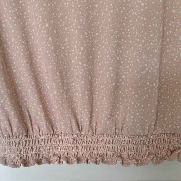 Adrianna Papell Peach Dot Flutter Sleeve Top With‎ Banded Bottom Size S - Picture 6 of 10